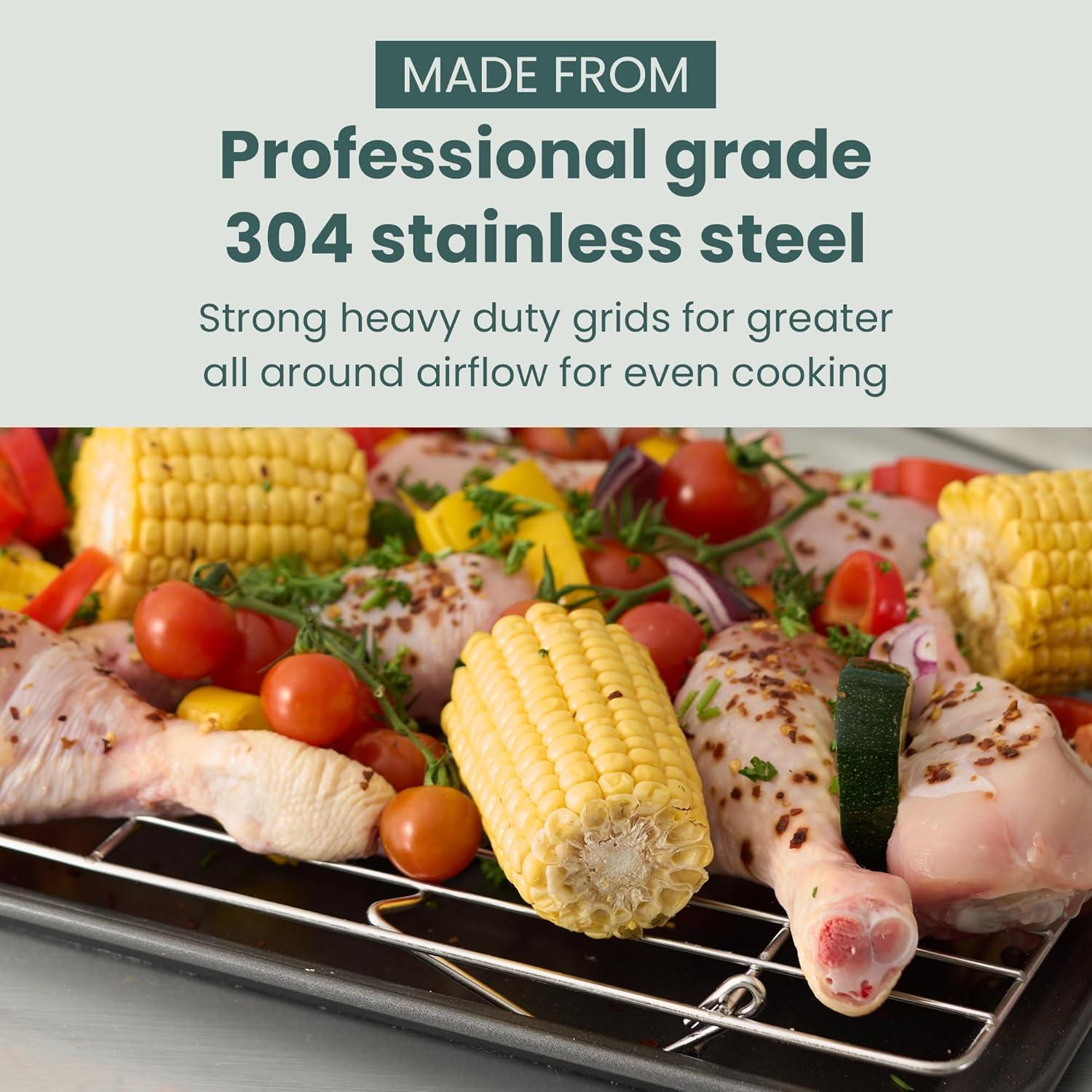 Ultra Cuisine Oven-Safe, Dishwasher-Safe 100% Stainless Steel Cooling & Baking Rack Set – Tight-Wire Bake for Oven Cooking – Heavy Duty – 8.5×12 – Set of 2 – Small Quarter Sheet Pan Cooling Racks(10″ x 16″ 3-Pack)