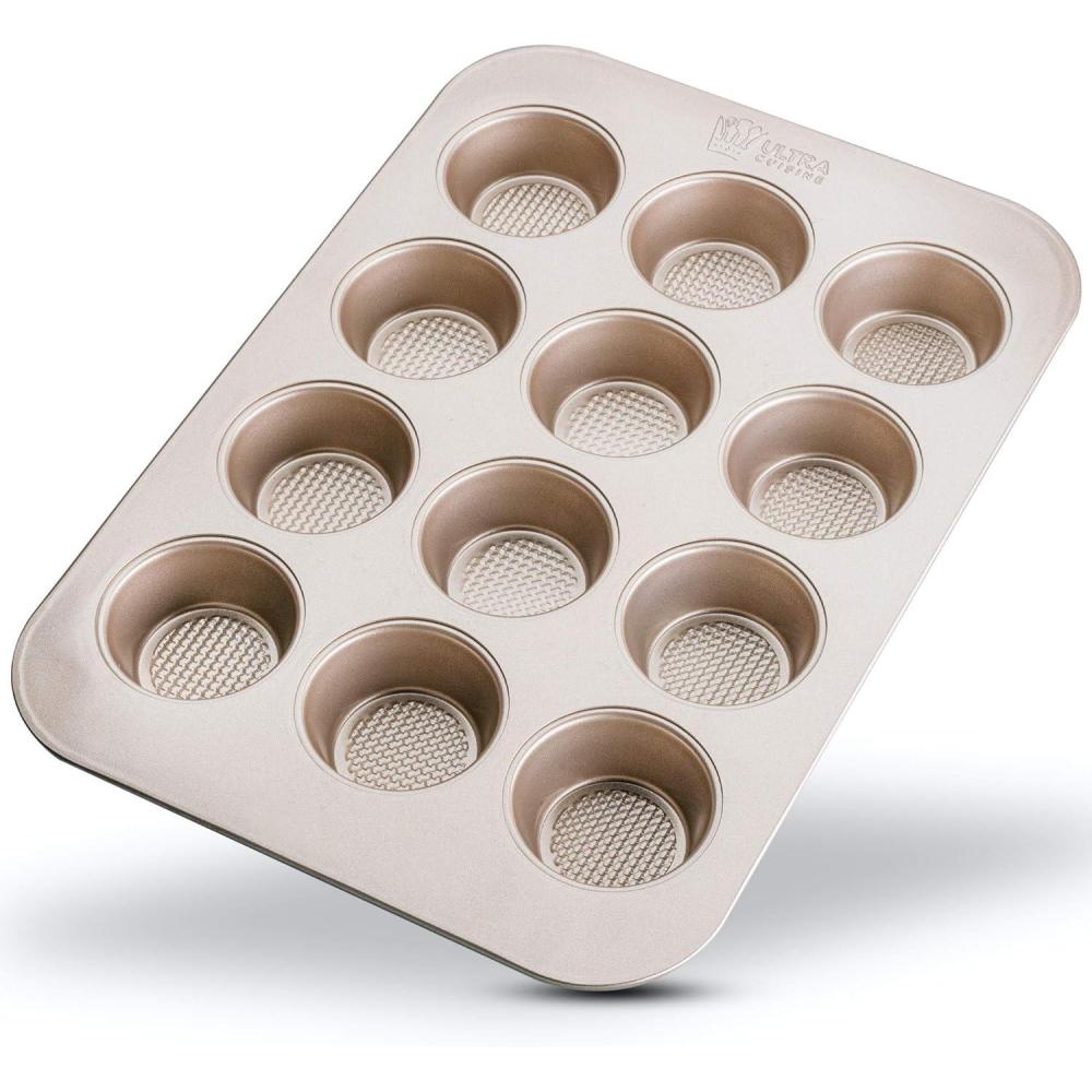 Ultra Cuisine 12-Cup Muffin Pan – Cupcake Tins 12 – Nonstick For Easy Release – Durable And Warp-Resistant – Superior Baking Performance – Muffin Pan No Rust – Aesthetic Baking Experience – Muffin Tin