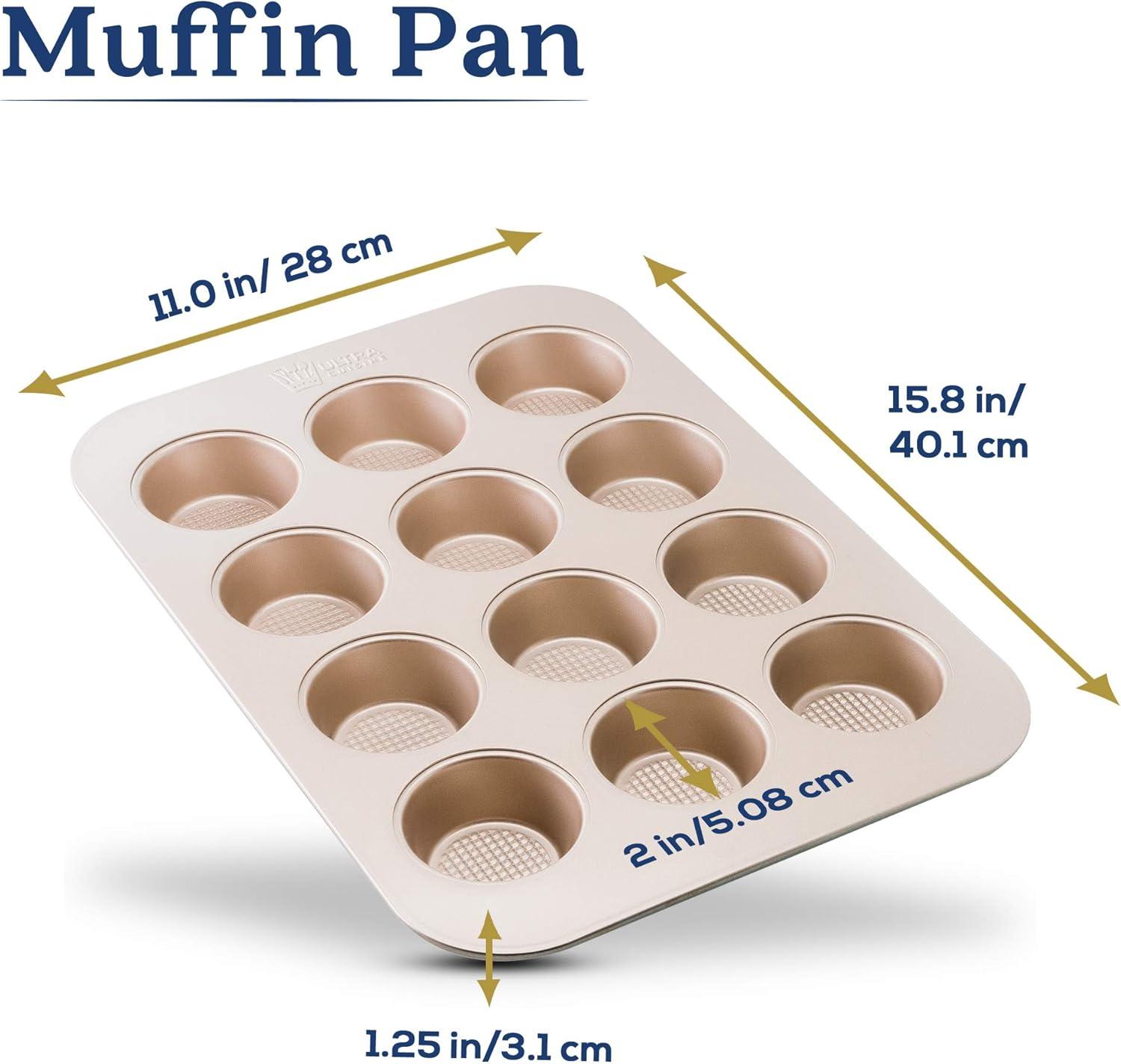 Ultra Cuisine 12-Cup Muffin Pan – Cupcake Tins 12 – Nonstick For Easy Release – Durable And Warp-Resistant – Superior Baking Performance – Muffin Pan No Rust – Aesthetic Baking Experience – Muffin Tin