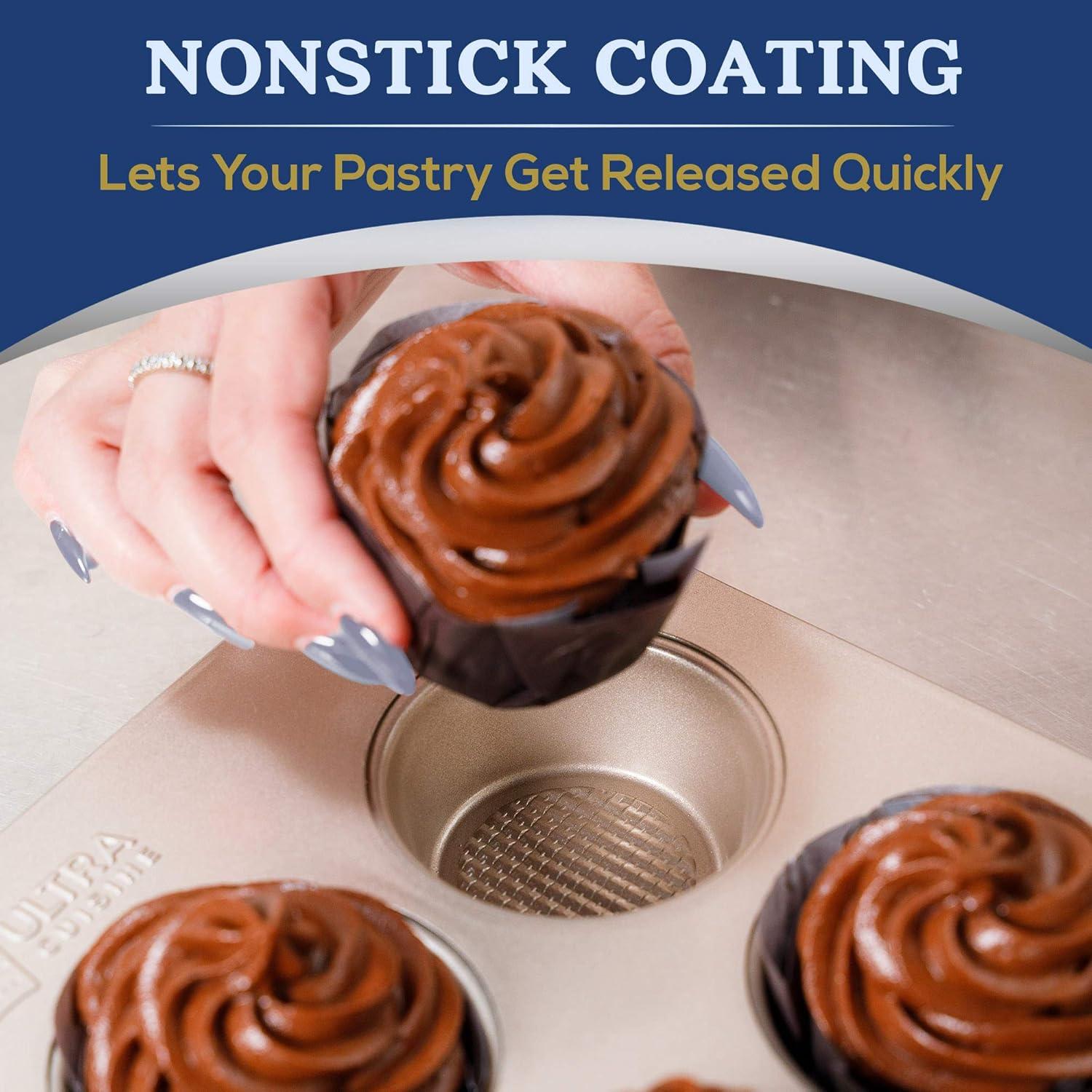 Ultra Cuisine 12-Cup Muffin Pan – Cupcake Tins 12 – Nonstick For Easy Release – Durable And Warp-Resistant – Superior Baking Performance – Muffin Pan No Rust – Aesthetic Baking Experience – Muffin Tin