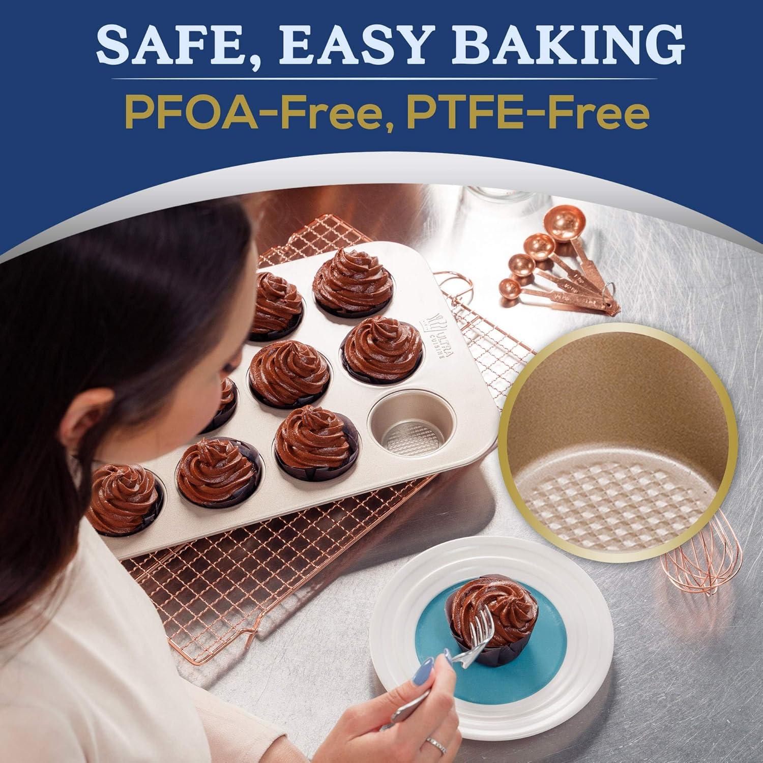 Ultra Cuisine 12-Cup Muffin Pan – Cupcake Tins 12 – Nonstick For Easy Release – Durable And Warp-Resistant – Superior Baking Performance – Muffin Pan No Rust – Aesthetic Baking Experience – Muffin Tin