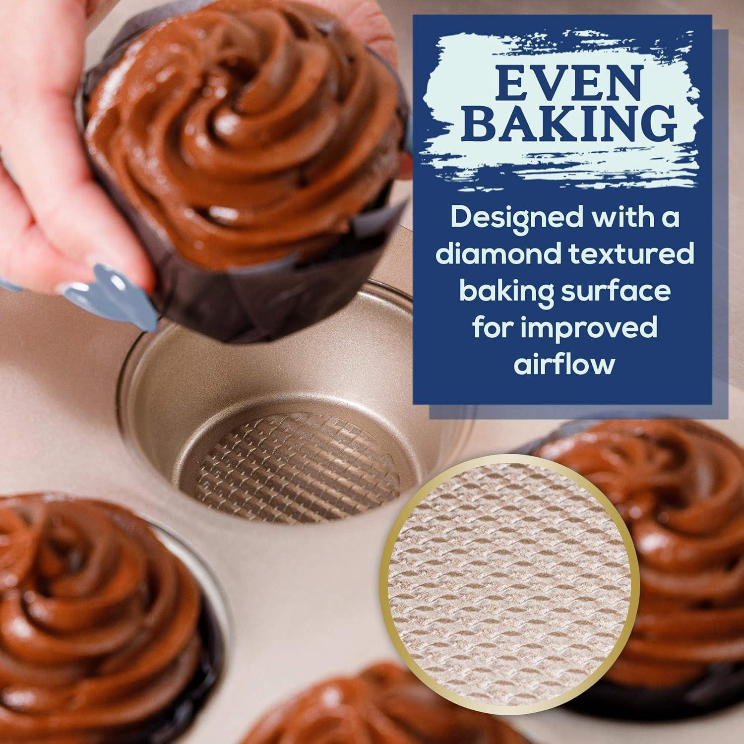Ultra Cuisine 12-Cup Muffin Pan – Cupcake Tins 12 – Nonstick For Easy Release – Durable And Warp-Resistant – Superior Baking Performance – Muffin Pan No Rust – Aesthetic Baking Experience – Muffin Tin