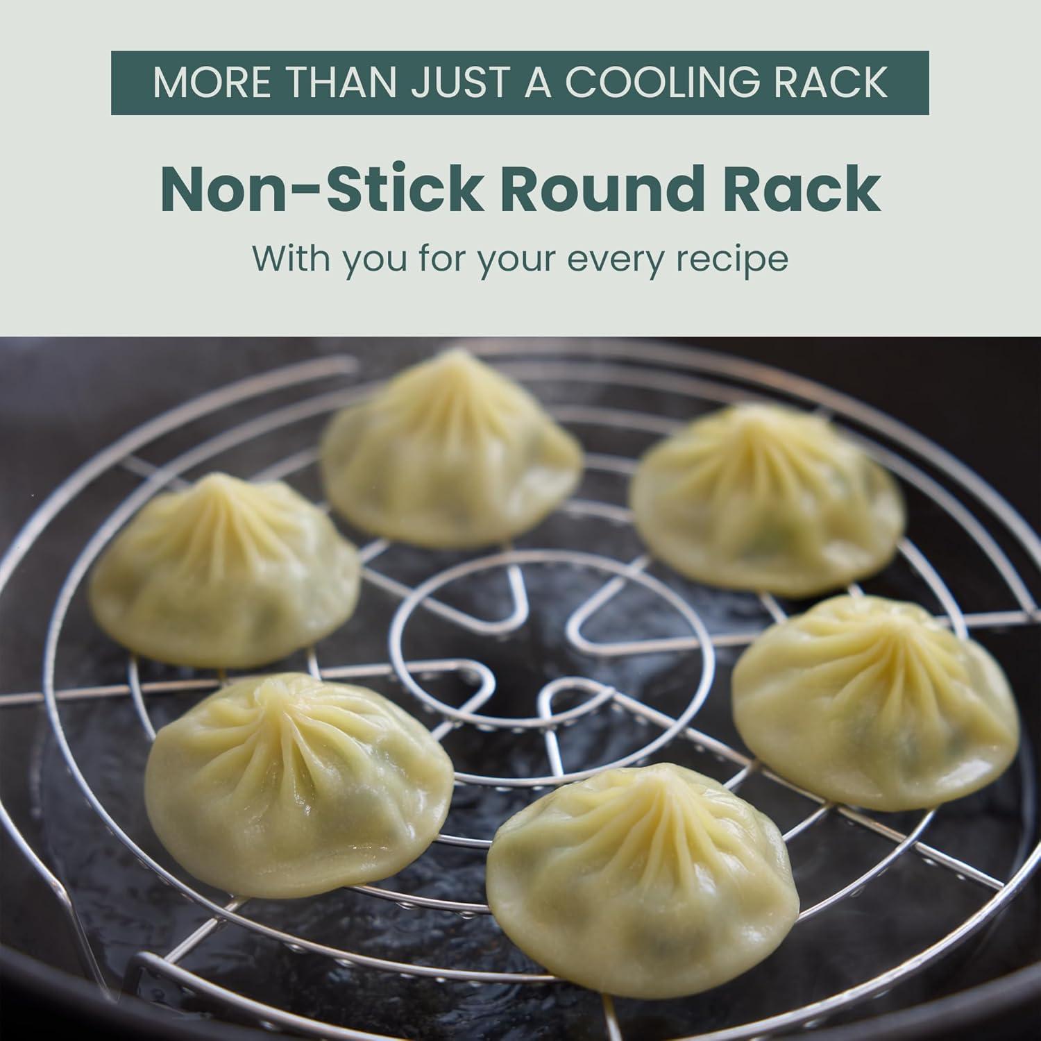 Ultra Cuisine Oven-Safe, Dishwasher-Safe 100% Stainless Steel Cooling & Baking Rack Set – Tight-Wire Bake for Oven Cooking – Heavy Duty – 8.5×12 – Set of 2 – Small Quarter Sheet Pan Cooling Racks(Round Rack 3-Pack)