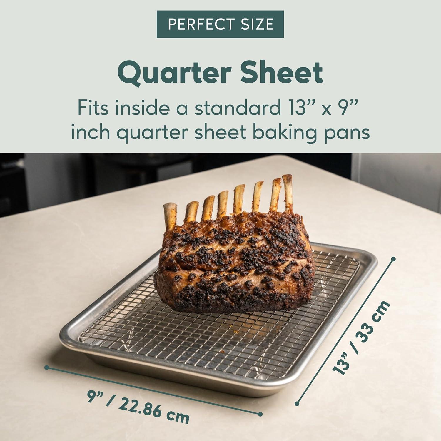 Ultra Cuisine Oven-Safe, Dishwasher-Safe 100% Stainless Steel Cooling & Baking Rack Set – Tight-Wire Bake for Oven Cooking – Heavy Duty – 8.5×12 – Set of 2 – Small Quarter Sheet Pan Cooling Racks(8.5″ x 12″ 2-Pack)