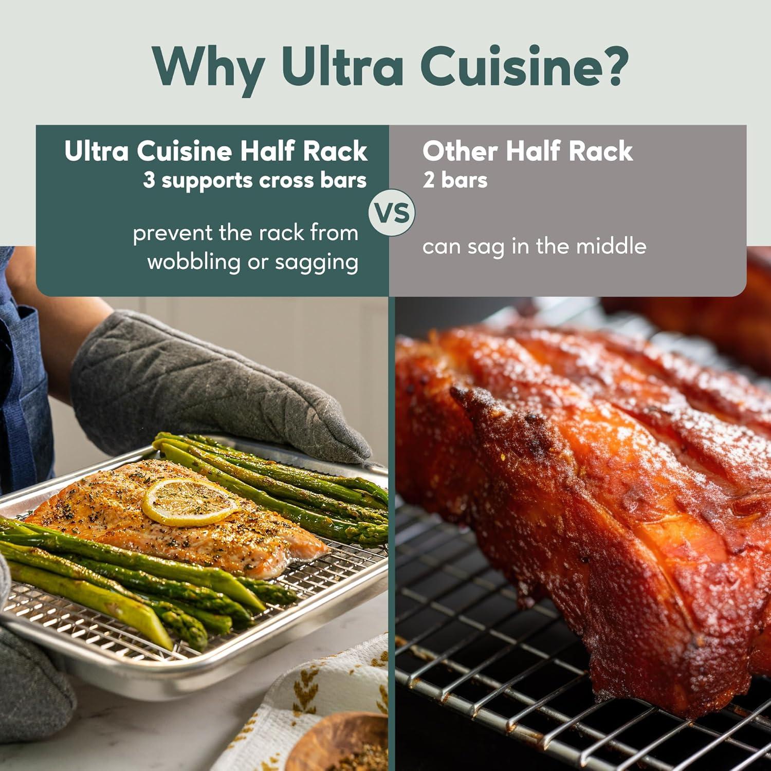 Ultra Cuisine Oven-Safe, Dishwasher-Safe 100% Stainless Steel Cooling & Baking Rack Set – Tight-Wire Bake for Oven Cooking – Heavy Duty – 8.5×12 – Set of 2 – Small Quarter Sheet Pan Cooling Racks(8.5″ x 12″ 2-Pack)
