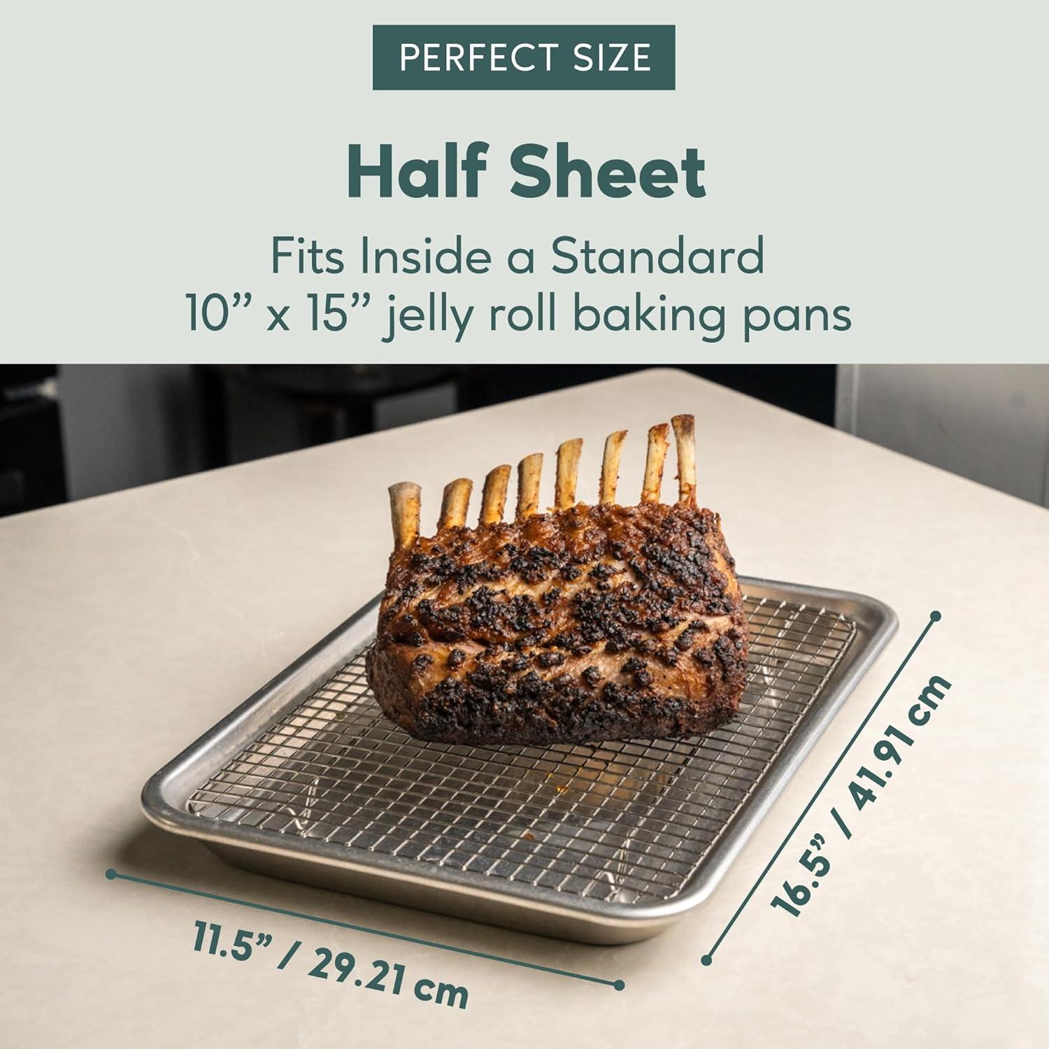 Ultra Cuisine Oven-Safe, Dishwasher-Safe 100% Stainless Steel Cooling & Baking Rack Set – Tight-Wire Bake for Oven Cooking – Heavy Duty – 8.5×12 – Set of 2 – Small Quarter Sheet Pan Cooling Racks(10.0″ x 14.75″ 1-Pack)