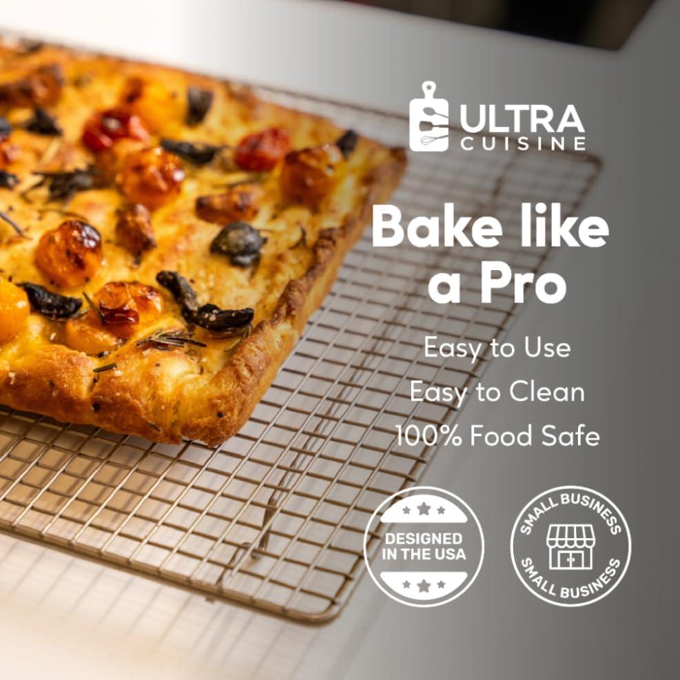 Ultra Cuisine Oven-Safe, Dishwasher-Safe 100% Stainless Steel Cooling & Baking Rack Set – Tight-Wire Bake for Oven Cooking – Heavy Duty – 8.5×12 – Set of 2 – Small Quarter Sheet Pan Cooling Racks(11.5″ x 16.5″ 2-Pack)