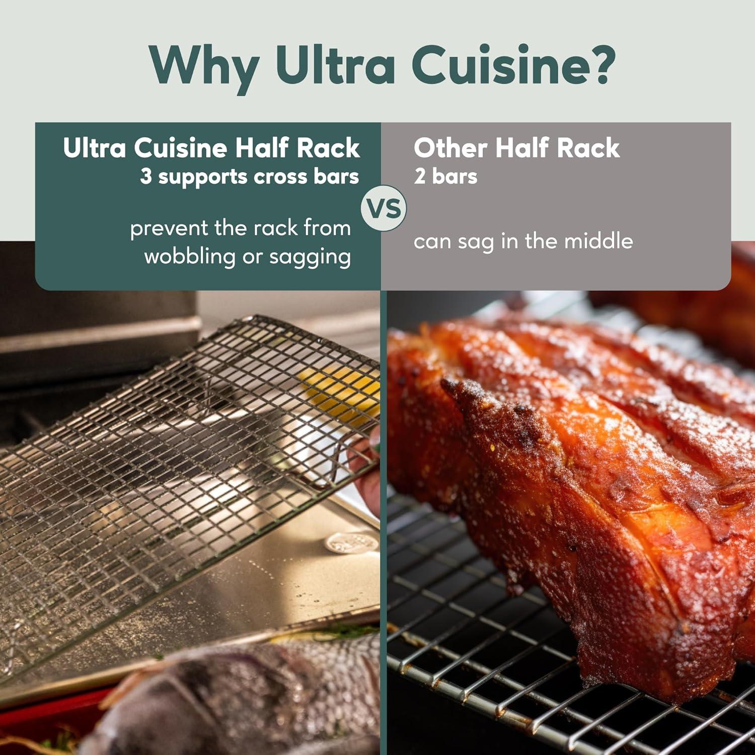 Ultra Cuisine Oven-Safe, Dishwasher-Safe 100% Stainless Steel Cooling & Baking Rack Set – Tight-Wire Bake for Oven Cooking – Heavy Duty – 8.5×12 – Set of 2 – Small Quarter Sheet Pan Cooling Racks(8.5″ x 12.0″ 1-Pack)