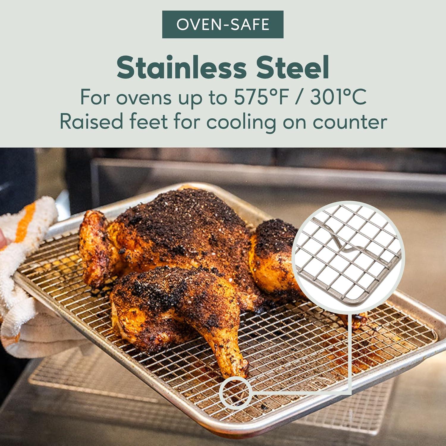 Ultra Cuisine Oven-Safe, Dishwasher-Safe 100% Stainless Steel Cooling & Baking Rack Set – Tight-Wire Bake for Oven Cooking – Heavy Duty – 8.5×12 – Set of 2 – Small Quarter Sheet Pan Cooling Racks(8.5″ x 12.0″ 1-Pack)
