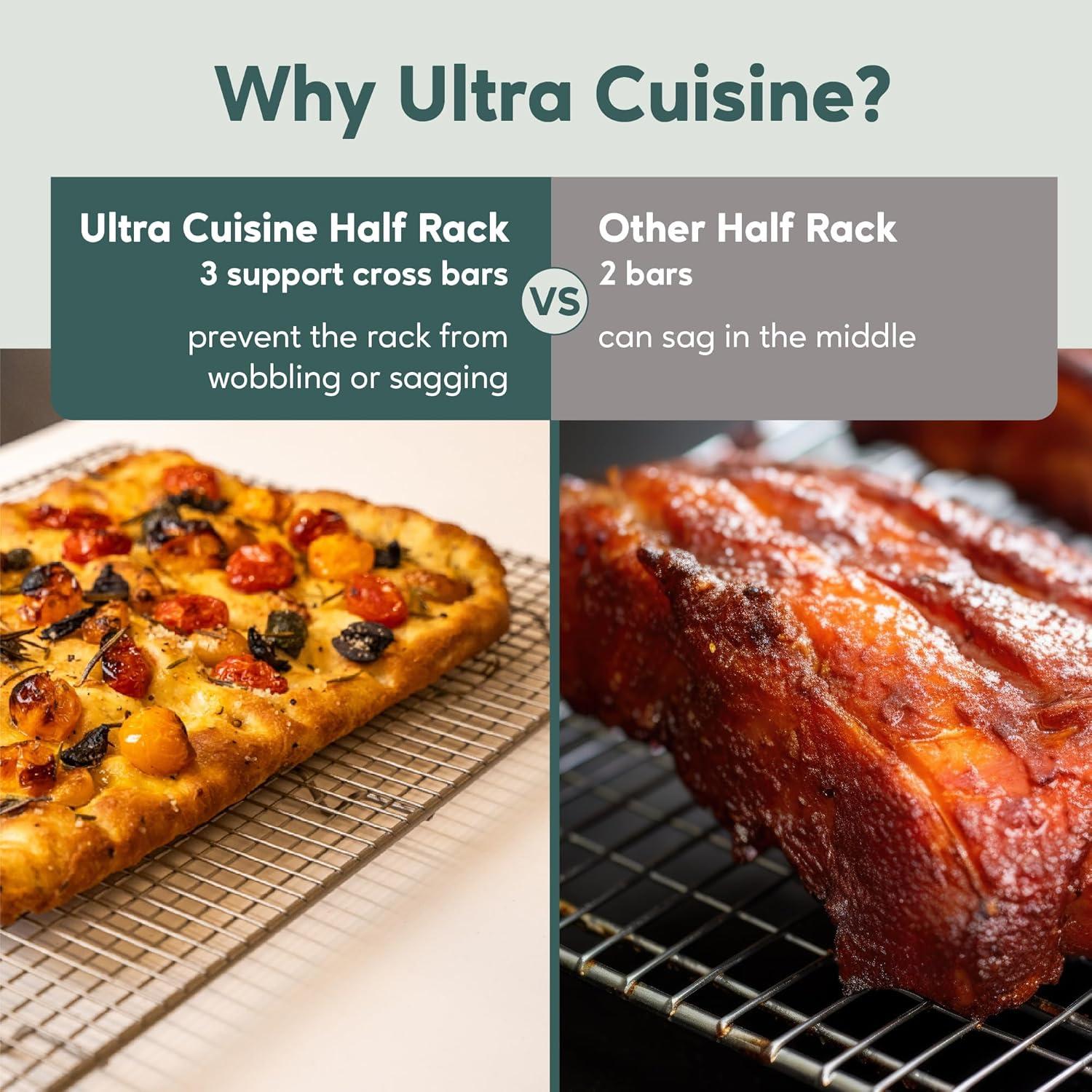 Ultra Cuisine Oven-Safe, Dishwasher-Safe 100% Stainless Steel Cooling & Baking Rack Set – Tight-Wire Bake for Oven Cooking – Heavy Duty – 8.5×12 – Set of 2 – Small Quarter Sheet Pan Cooling Racks(11.5″ x 16.5″ 1-Pack)