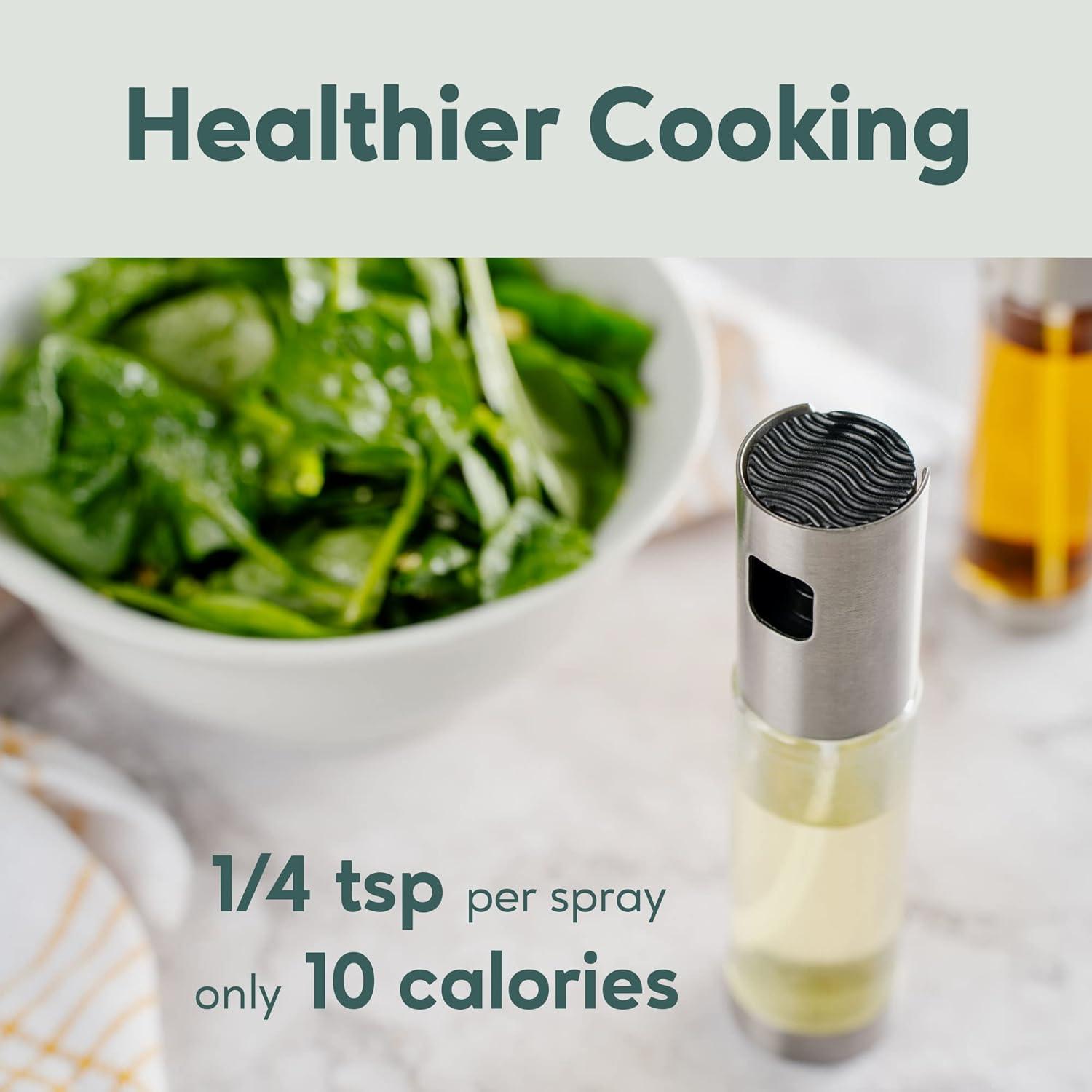 Ultra Cuisine Olive Oil Sprayer Set – Glass Mister Bottle for Air Fryer – Includes Refill Funnel, Bottle Brush, 100ml