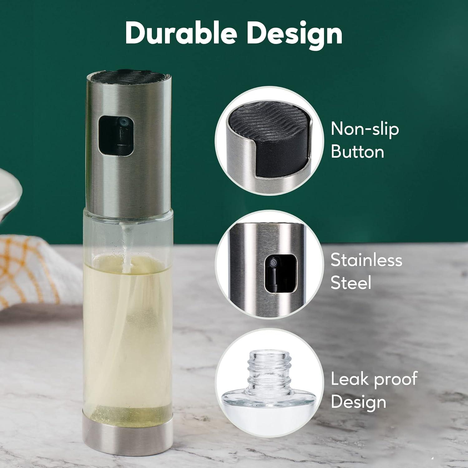 Ultra Cuisine Olive Oil Sprayer Set – Glass Mister Bottle for Air Fryer – Includes Refill Funnel, Bottle Brush, 100ml