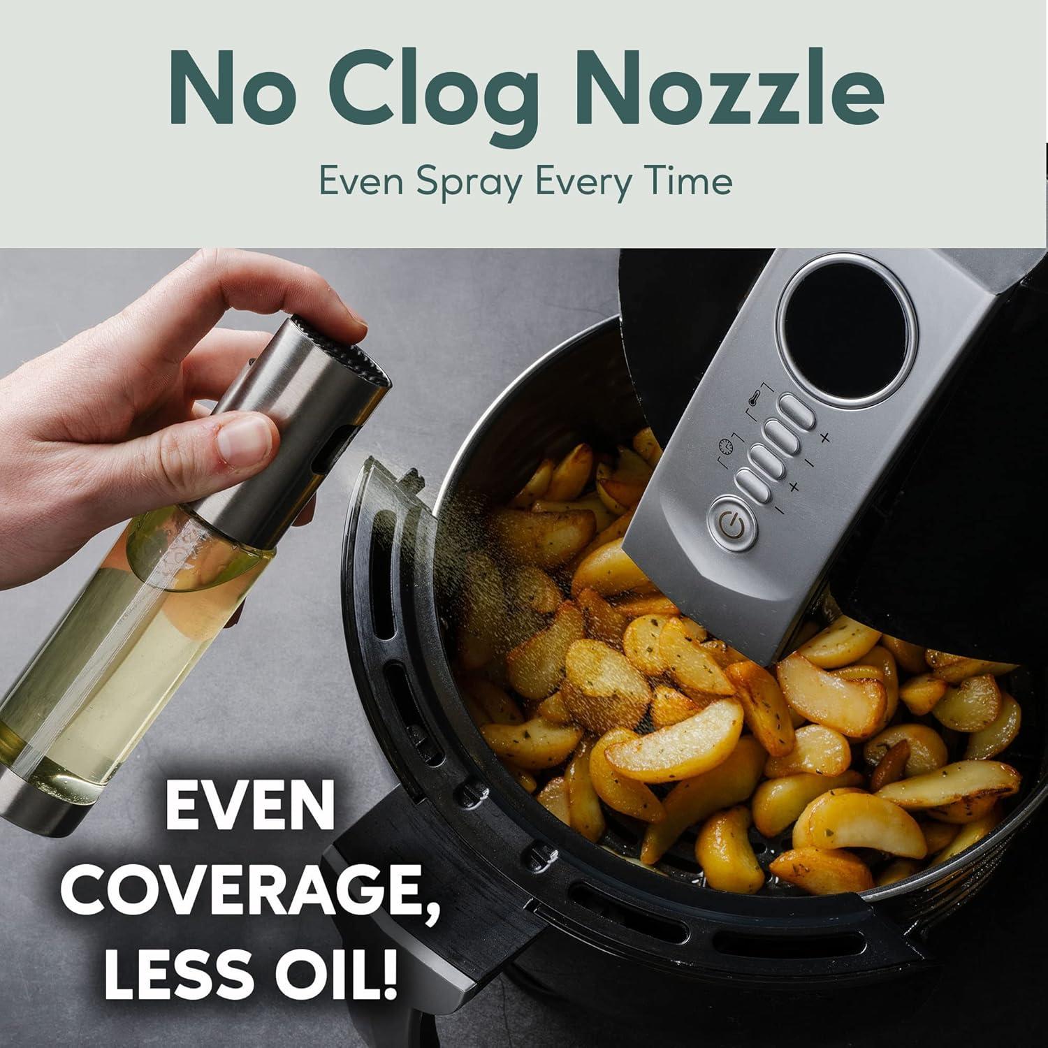 Ultra Cuisine Olive Oil Sprayer Set – Glass Mister Bottle for Air Fryer – Includes Refill Funnel, Bottle Brush, 100ml
