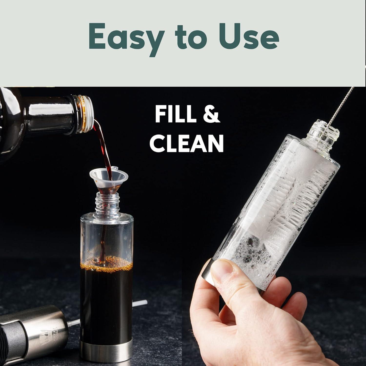 Ultra Cuisine Olive Oil Sprayer Set – Glass Mister Bottle for Air Fryer – Includes Refill Funnel, Bottle Brush, 100ml