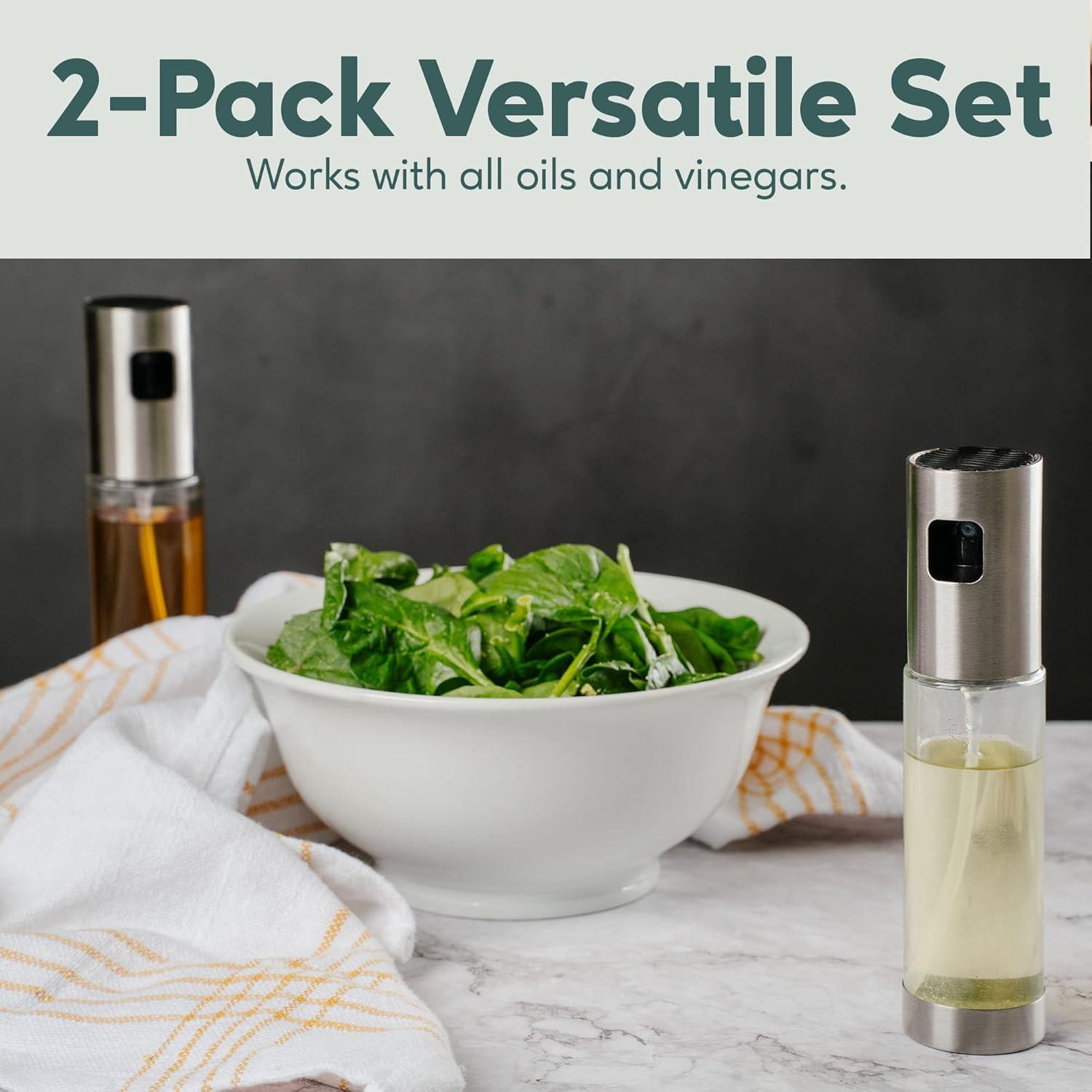 Ultra Cuisine Olive Oil Sprayer Set – Glass Mister Bottle for Air Fryer – Includes Refill Funnel, Bottle Brush, 100ml