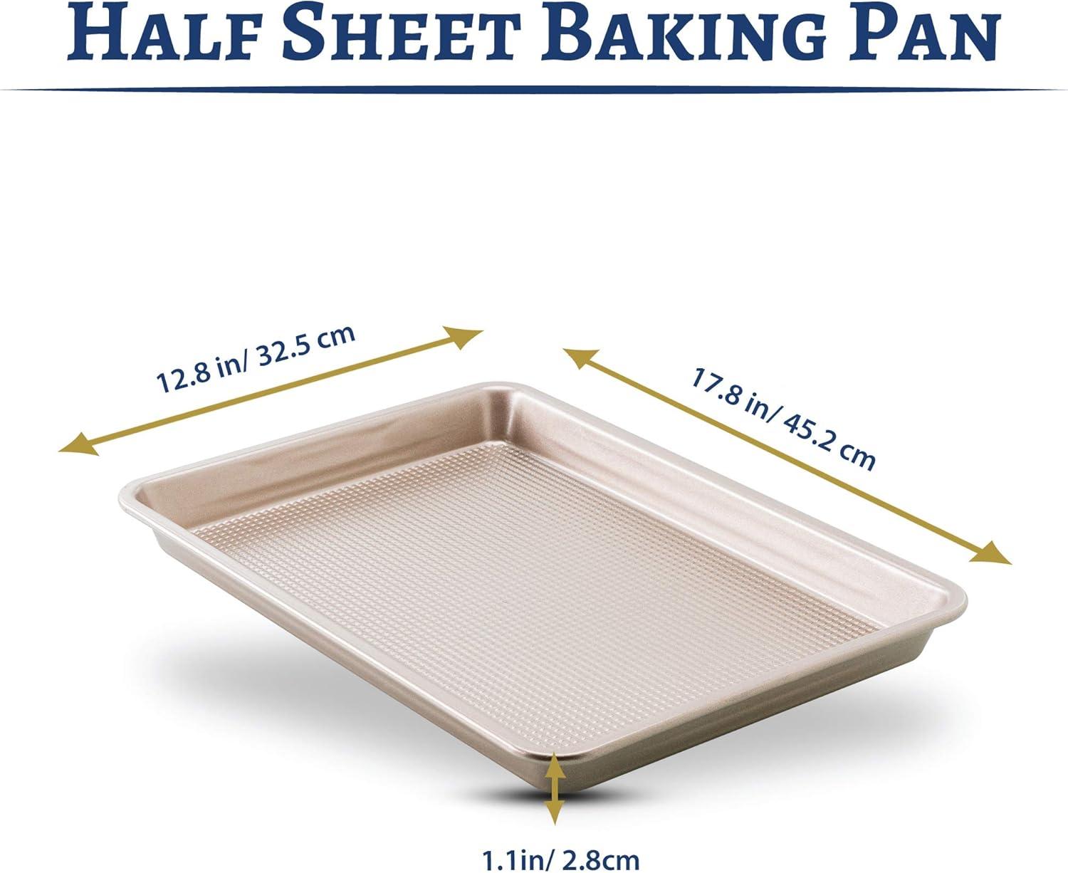 Ultra Cuisine Nonstick Half Sheet Baking Pan – Food Safe Coating, Warp & Scratch Resistant Texture for Airflow, & Carbon Steel Design Durable for Professional Quality Roasting, Size 13 x 18 inch(Champagne)