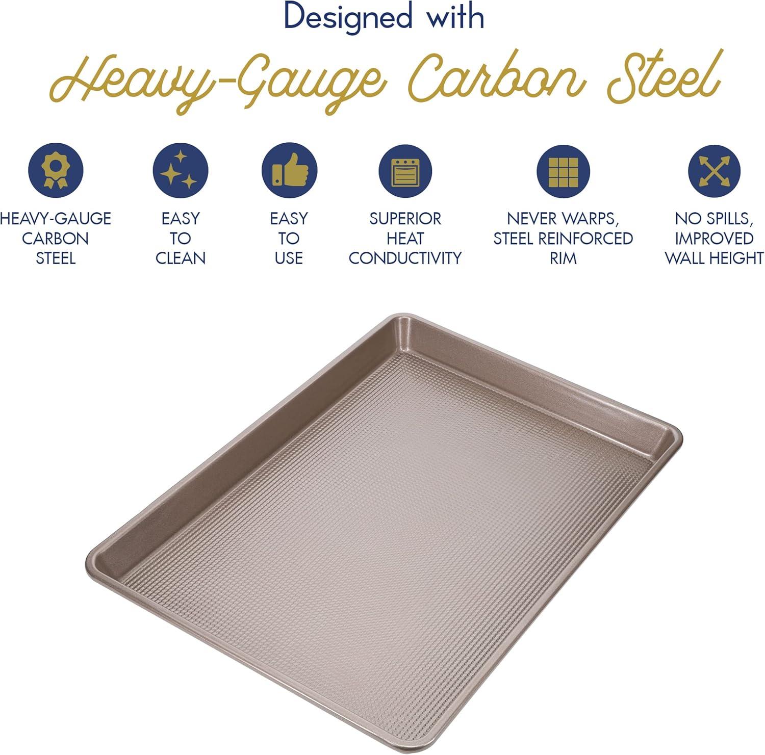 Ultra Cuisine Aluminum Baking Sheet with Stainless Steel Cooling Rack Set -Half Sheet Size Pan 13 x 18 inch, Durable Rimmed Sides, Easy Clean, Commercial Quality for Cooking and Roasting(Half Sheet (Standard))