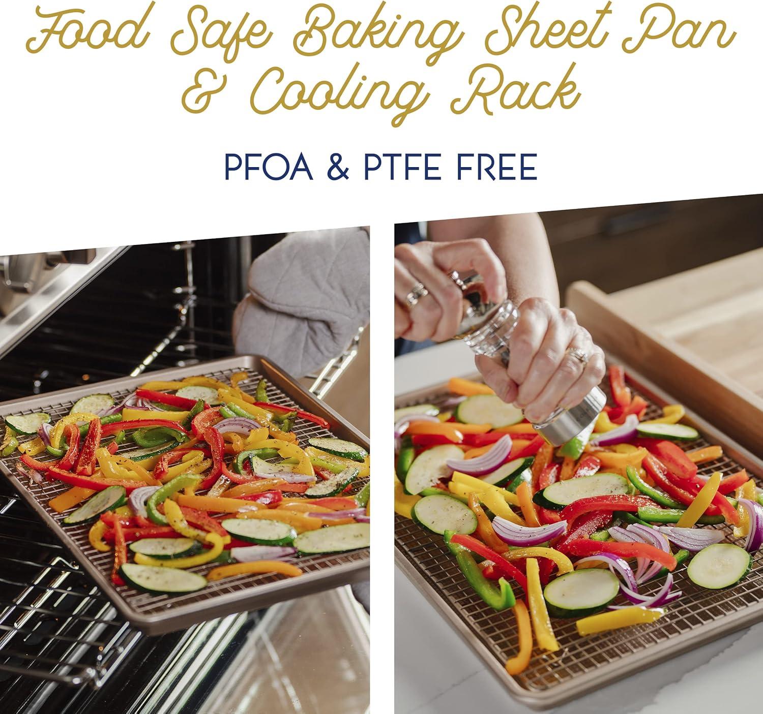 Ultra Cuisine Aluminum Baking Sheet with Stainless Steel Cooling Rack Set -Half Sheet Size Pan 13 x 18 inch, Durable Rimmed Sides, Easy Clean, Commercial Quality for Cooking and Roasting(Half Sheet (Standard))