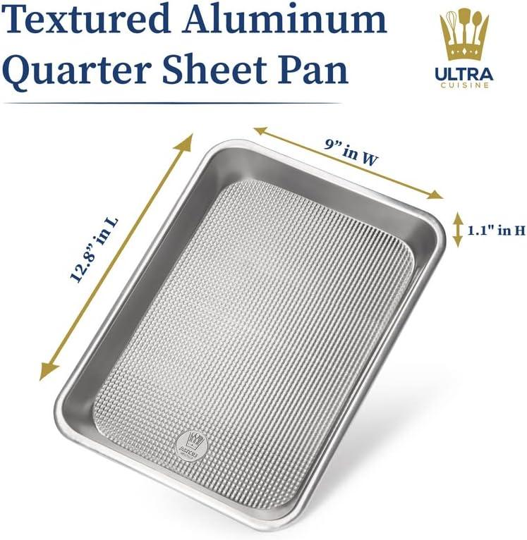 Ultra Cuisine Jelly Roll Baking Sheet Pan Set of 2- Professional Bakeware for Roasting & More – Food-Safe, Warp Resistant, Bake Trays for Oven – Rimmed Cookie Sheets for Baking (Aluminum 16 x11″)(Quarter)