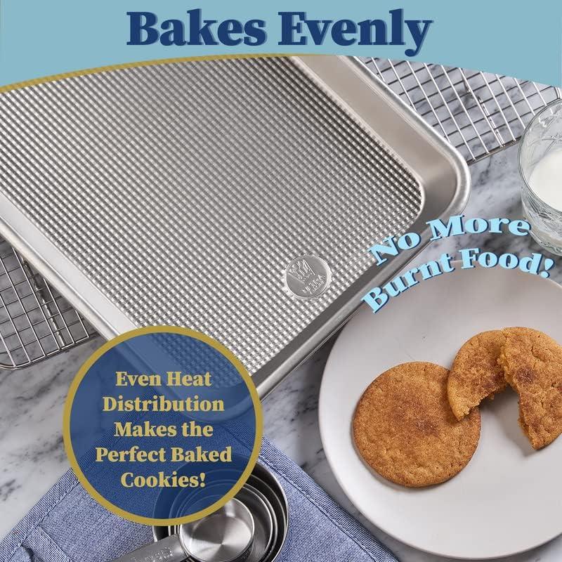 Ultra Cuisine Jelly Roll Baking Sheet Pan Set of 2- Professional Bakeware for Roasting & More – Food-Safe, Warp Resistant, Bake Trays for Oven – Rimmed Cookie Sheets for Baking (Aluminum 16 x11″)(Quarter)