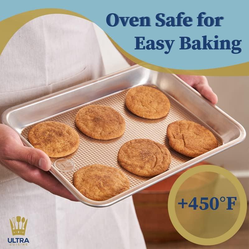 Ultra Cuisine Jelly Roll Baking Sheet Pan Set of 2- Professional Bakeware for Roasting & More – Food-Safe, Warp Resistant, Bake Trays for Oven – Rimmed Cookie Sheets for Baking (Aluminum 16 x11″)(Quarter)