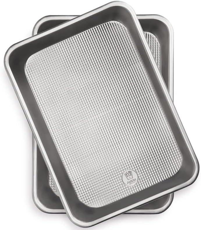 Ultra Cuisine Jelly Roll Baking Sheet Pan Set of 2- Professional Bakeware for Roasting & More – Food-Safe, Warp Resistant, Bake Trays for Oven – Rimmed Cookie Sheets for Baking (Aluminum 16 x11″)(Quarter)