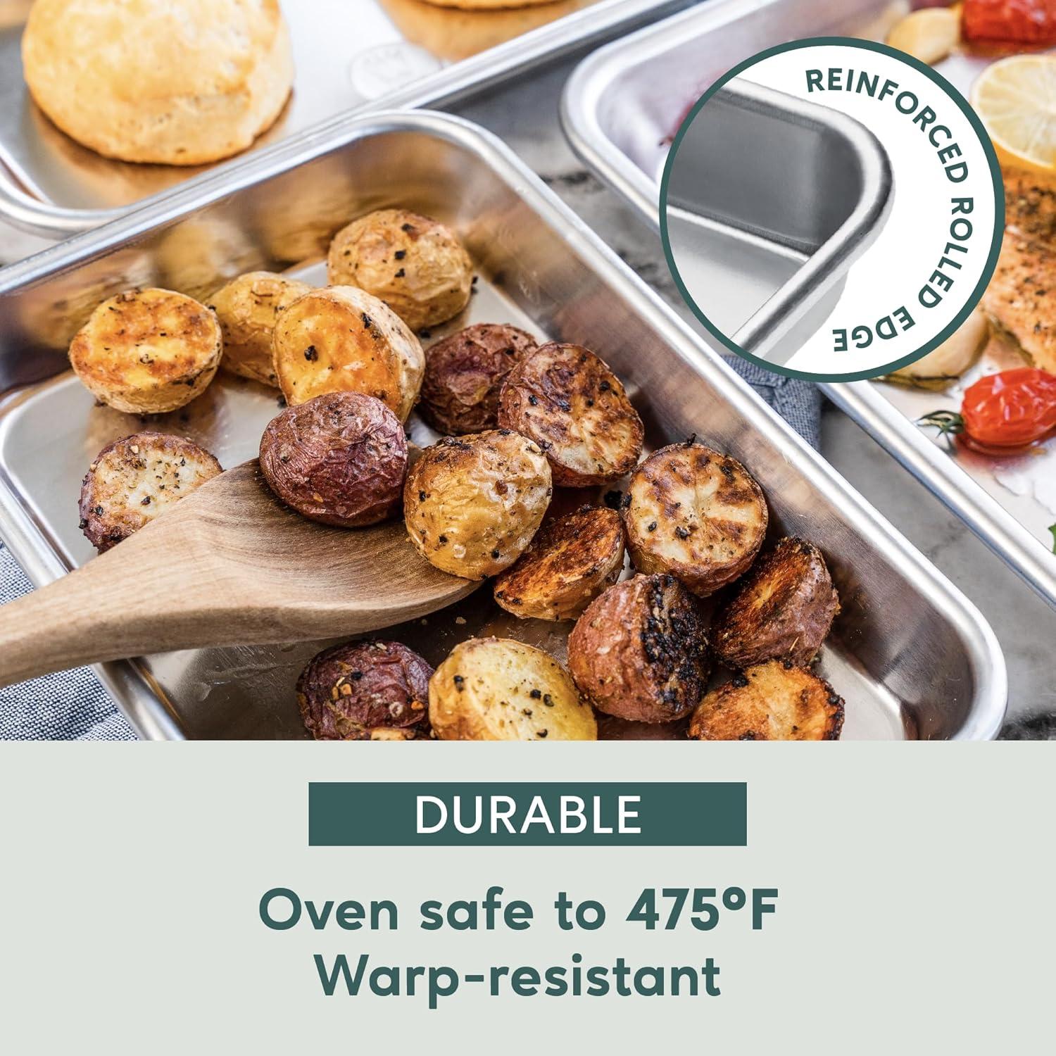 Ultra Cuisine Jelly Roll Baking Sheet Pan Set of 2- Professional Bakeware for Roasting & More – Food-Safe, Warp Resistant, Bake Trays for Oven – Rimmed Cookie Sheets for Baking (Aluminum 16 x11″)(Jelly Roll)