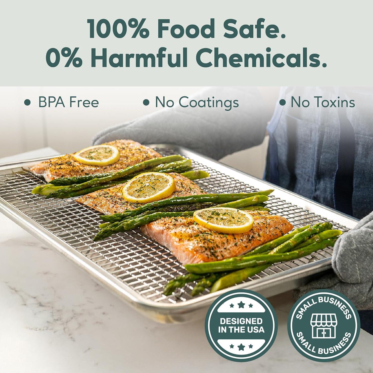 Ultra Cuisine Aluminum Baking Sheet with Stainless Steel Cooling Rack Set -Half Sheet Size Pan 13 x 18 inch, Durable Rimmed Sides, Easy Clean, Commercial Quality for Cooking and Roasting(Half Sheet (Value Pack))