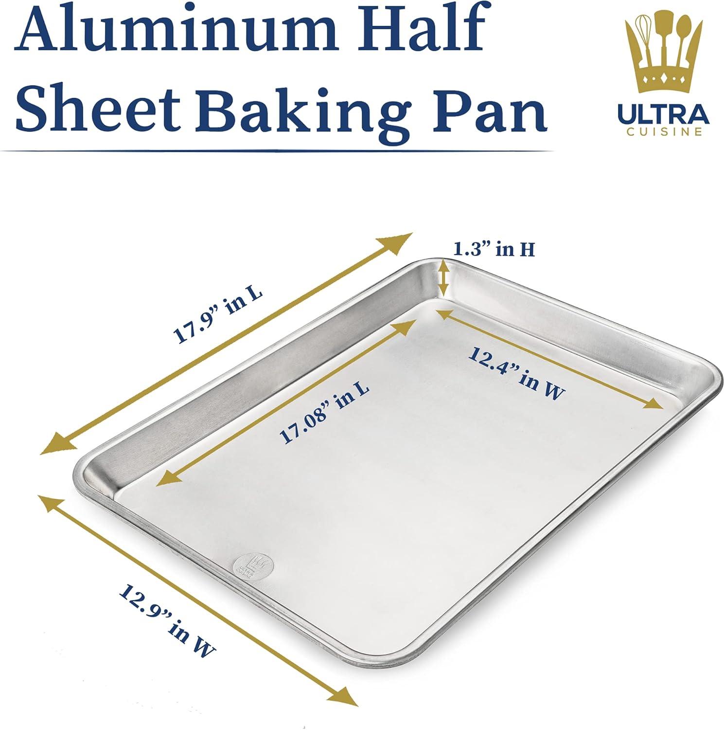 Ultra Cuisine Stainless Steel Cooling Rack & Aluminum Baking Pan Set – Professional Quality, Fits Half Sheet Pans – Cookie Sheet for Baking – 11.5″x16.5″ Rack, 18″x13″ Pan