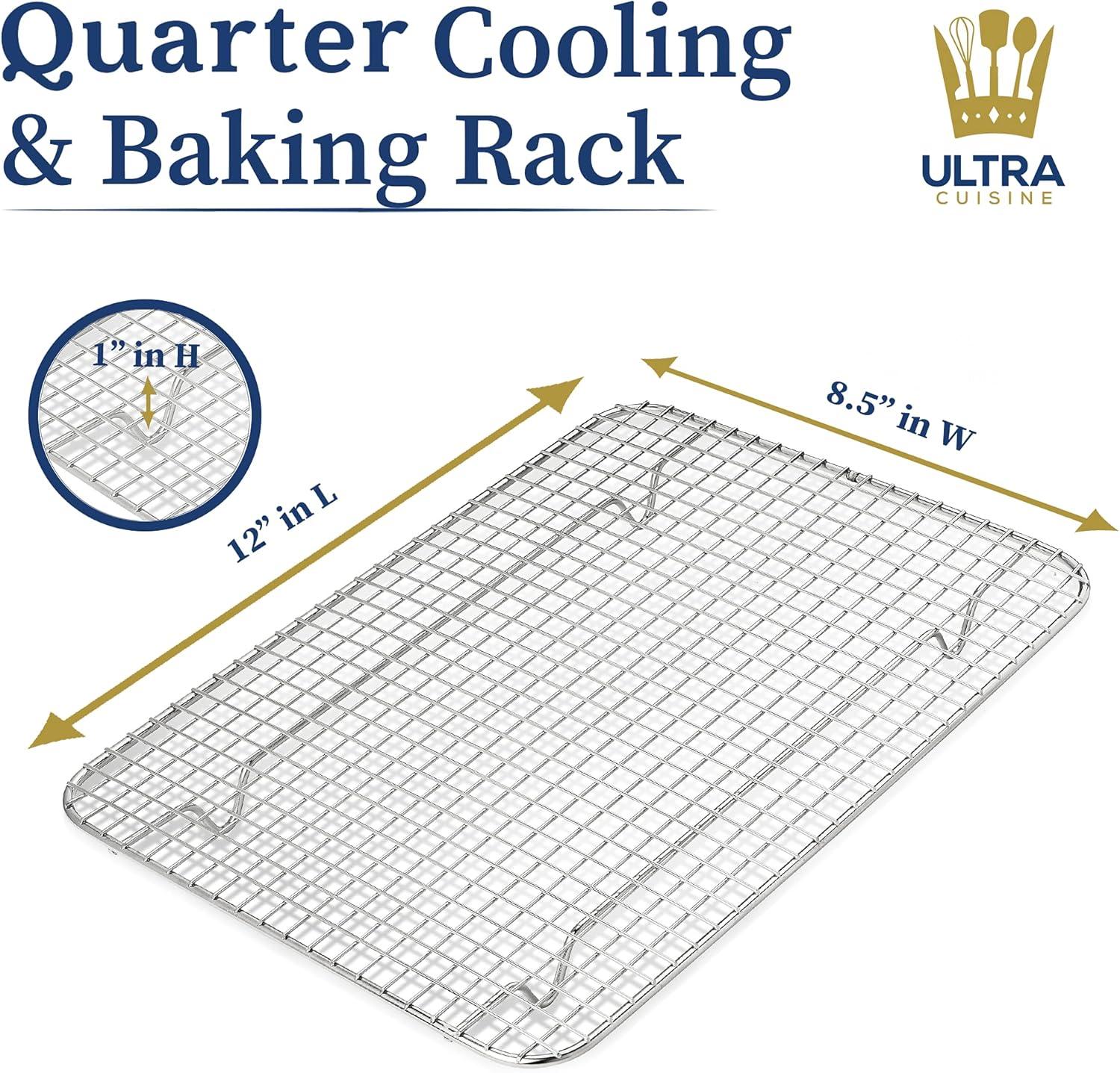 Ultra Cuisine Heavy Duty 100% Stainless Steel Cooling Rack for Cooking and Baking – Baking Rack & Wire Cooling Rack – Fits Half Sheet and Quarter Sheet Pans – 11.5x16.5 & 8.5x12