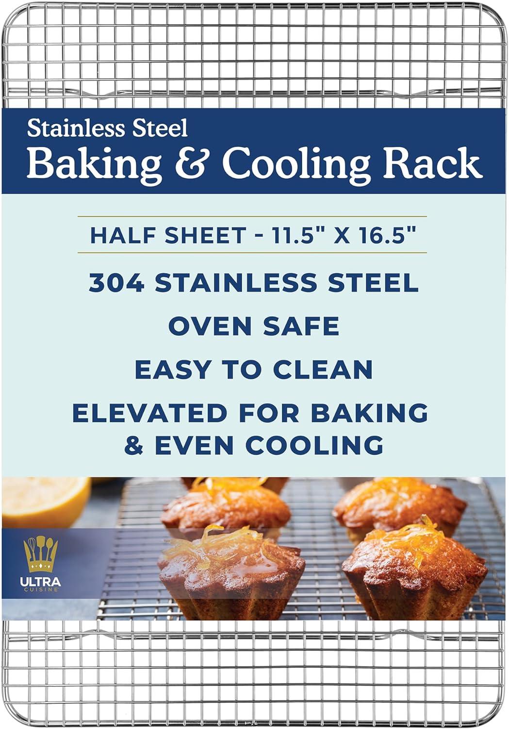 Ultra Cuisine Heavy Duty 100% Stainless Steel Cooling Rack for Cooking and Baking – Baking Rack & Wire Cooling Rack – Fits Half Sheet and Jelly Roll Sheet Pans – 11.5x16.5 & 10x14.75