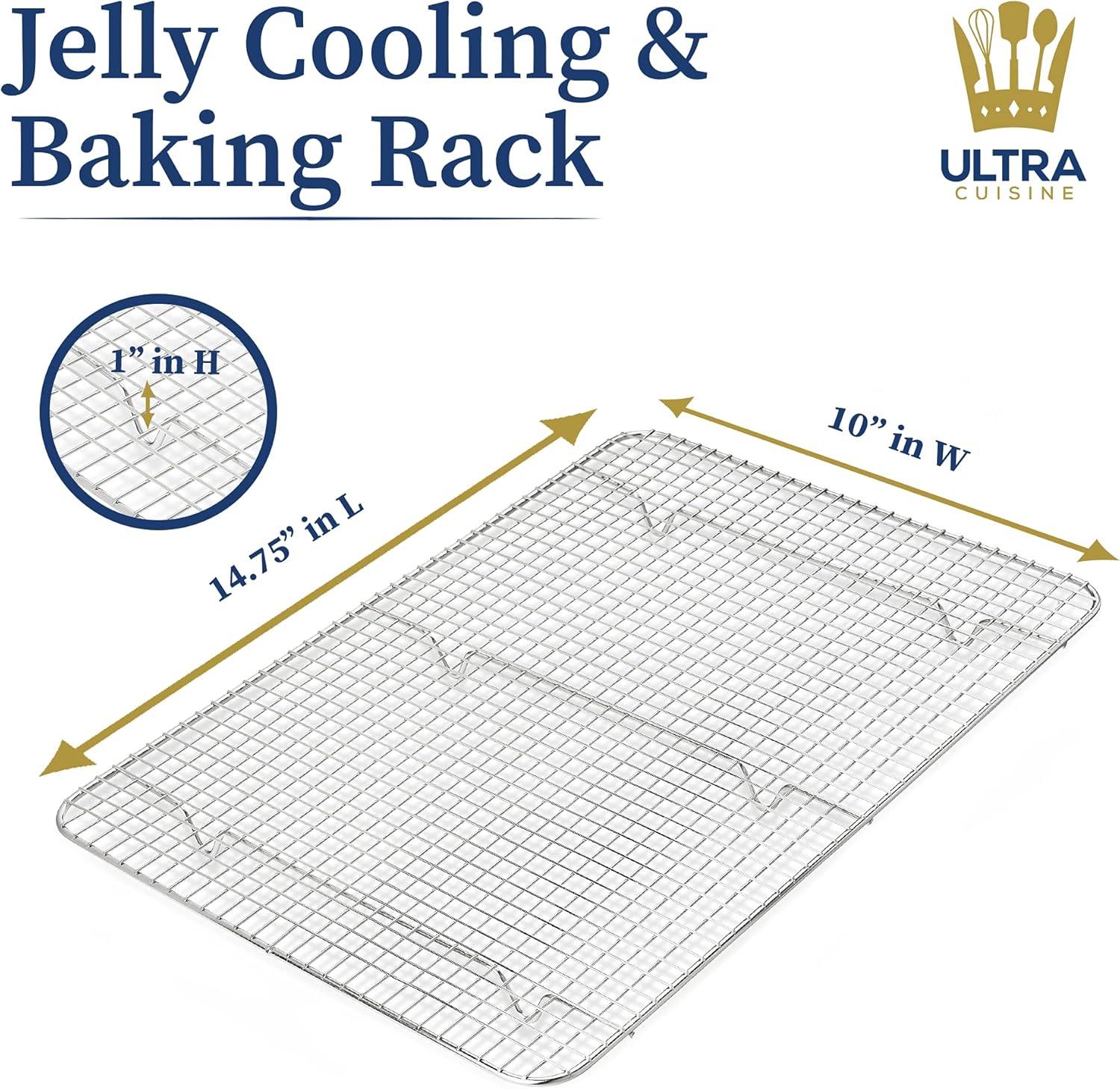 Ultra Cuisine Heavy Duty 100% Stainless Steel Cooling Rack for Cooking and Baking – Baking Rack & Wire Cooling Rack – Fits Half Sheet and Jelly Roll Sheet Pans – 11.5x16.5 & 10x14.75