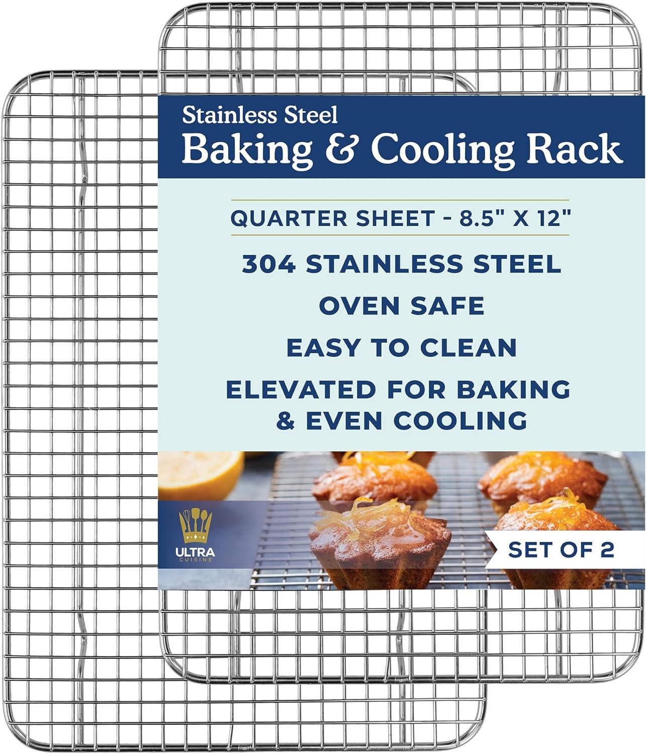 Ultra Cuisine Heavy Duty 100% Stainless Steel Cooling Rack for Cooking and Baking – Baking Rack & Wire Cooling Rack – Fits Half and Quarter Sheet Pans – 11.5x 16.5 and 8.5x 12