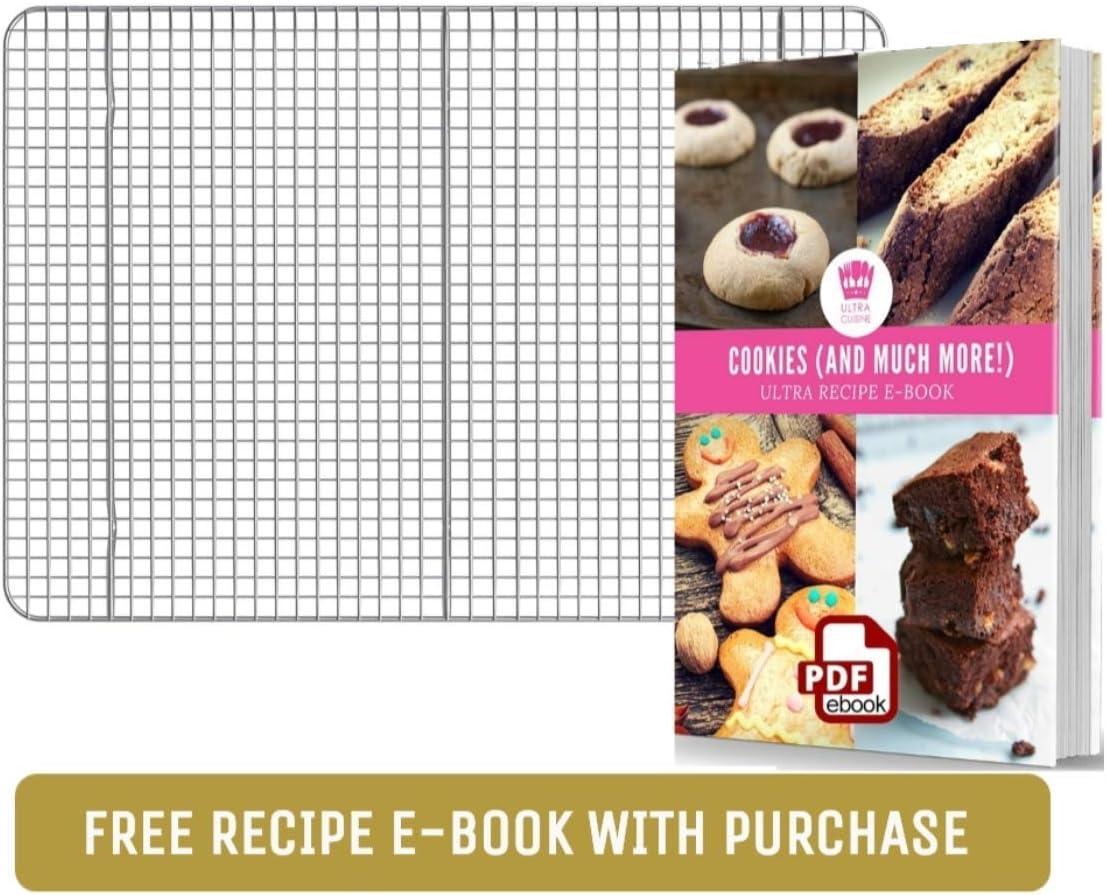 Stainless Steel Wire Cooling Rack for Baking – 3 Pack – 1 for Half Sheet Pans, 1 for Jelly Roll Pans, and 1 for Quarter Sheet Pans – Oven-safe, Heavy Duty Commercial Quality
