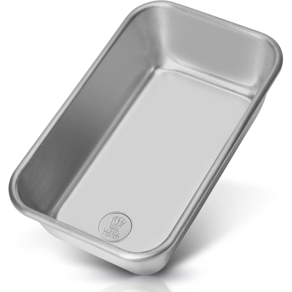 Ultra Cuisine Aluminum Loaf Pan for Baking Bread – 9.5×5 inch Loaf Pan, 1lb – Easy Clean, Quality, Durable Bread Tin – Commercial Aluminum Bread Pan for Baking Banana Bread, Cakes, Casseroles, Loaves(Silver)