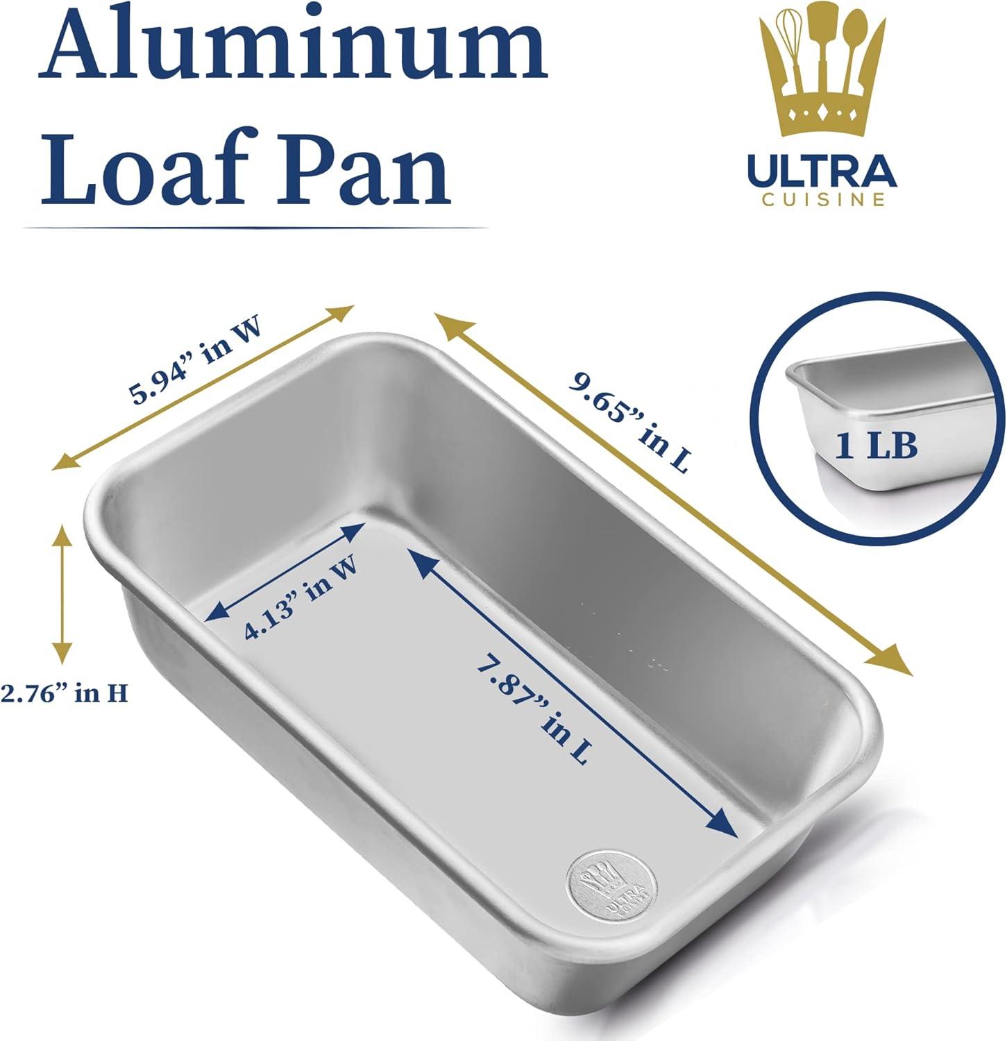 Ultra Cuisine Aluminum Loaf Pan for Baking Bread – 9.5×5 inch Loaf Pan, 1lb – Easy Clean, Quality, Durable Bread Tin – Commercial Aluminum Bread Pan for Baking Banana Bread, Cakes, Casseroles, Loaves(Silver)