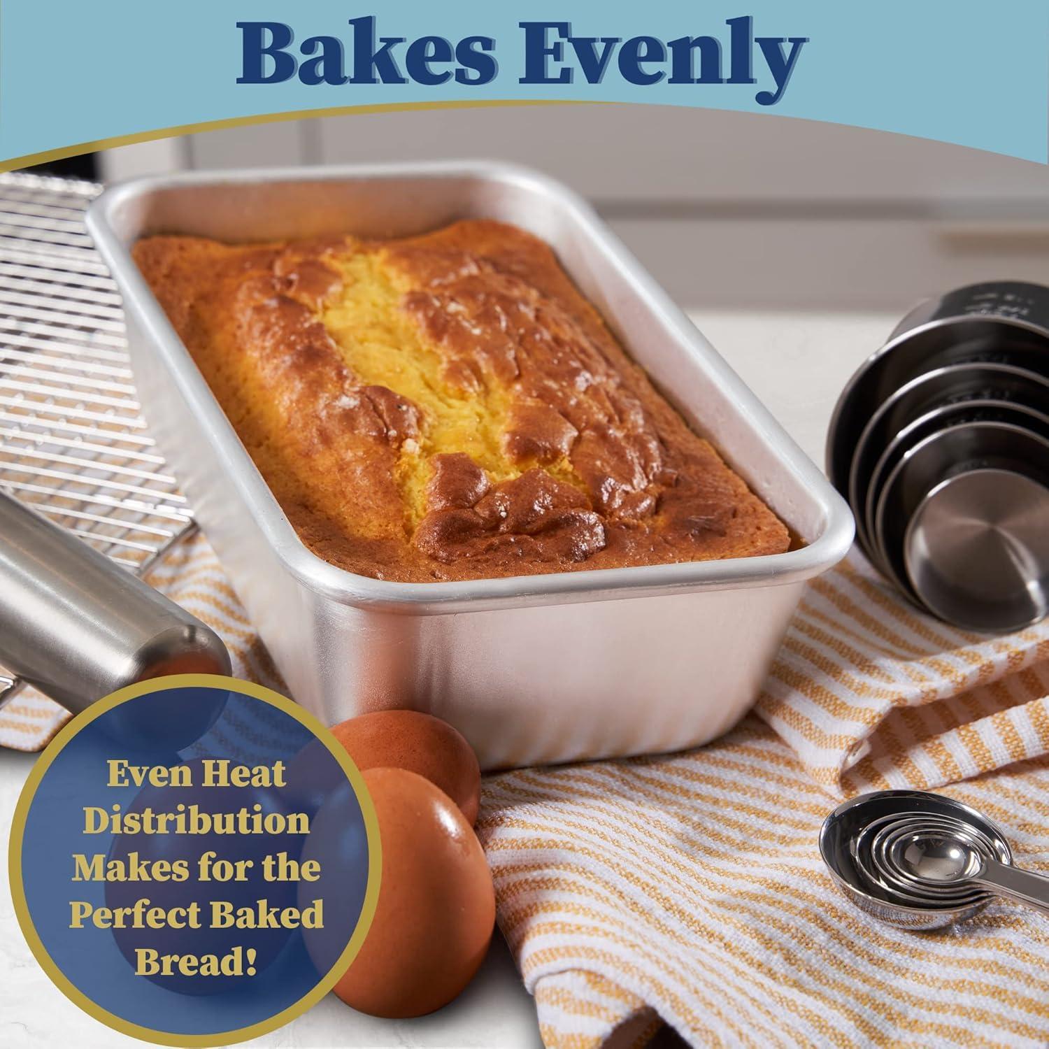 Ultra Cuisine Aluminum Loaf Pan for Baking Bread – 9.5×5 inch Loaf Pan, 1lb – Easy Clean, Quality, Durable Bread Tin – Commercial Aluminum Bread Pan for Baking Banana Bread, Cakes, Casseroles, Loaves(Silver)