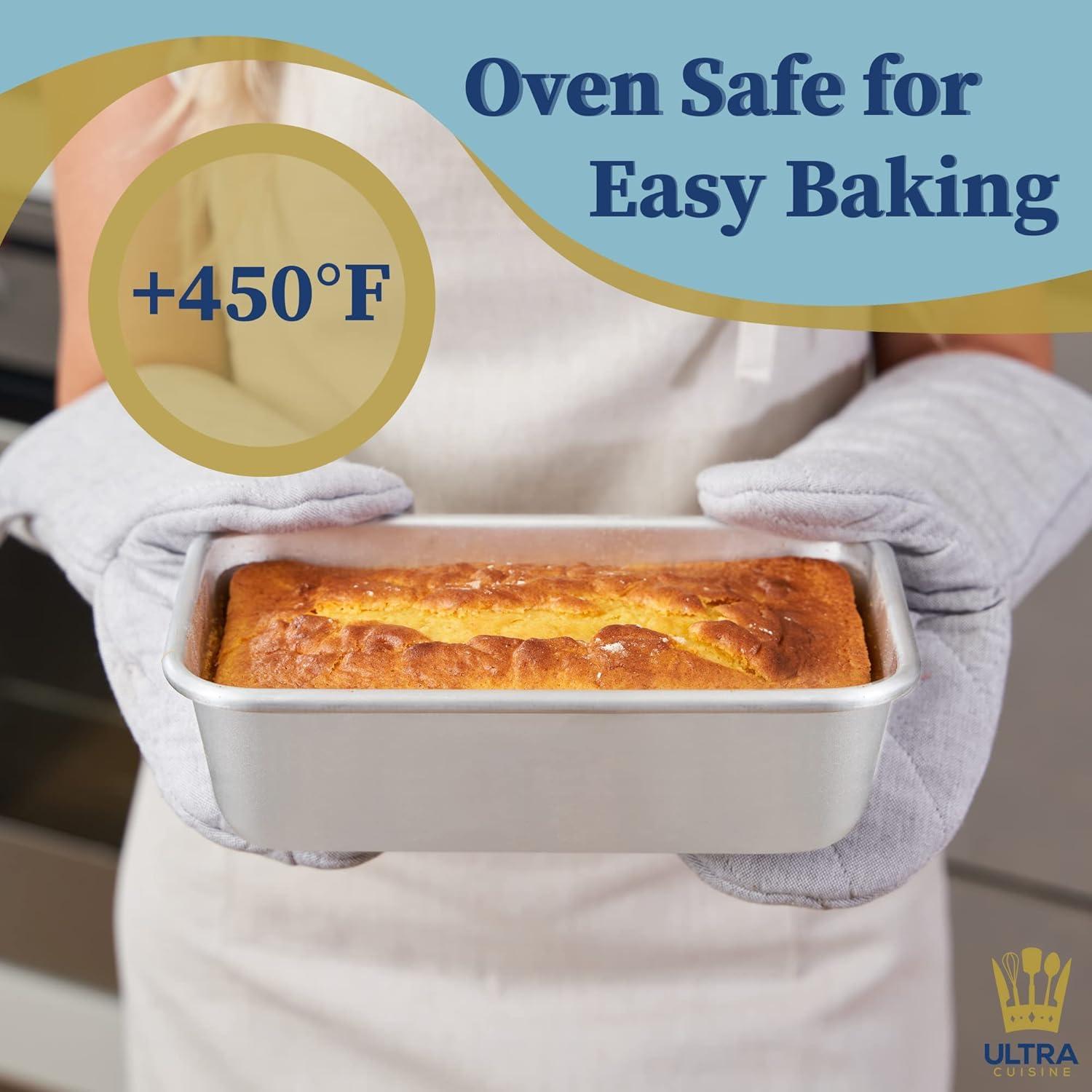 Ultra Cuisine Aluminum Loaf Pan for Baking Bread – 9.5×5 inch Loaf Pan, 1lb – Easy Clean, Quality, Durable Bread Tin – Commercial Aluminum Bread Pan for Baking Banana Bread, Cakes, Casseroles, Loaves(Silver)