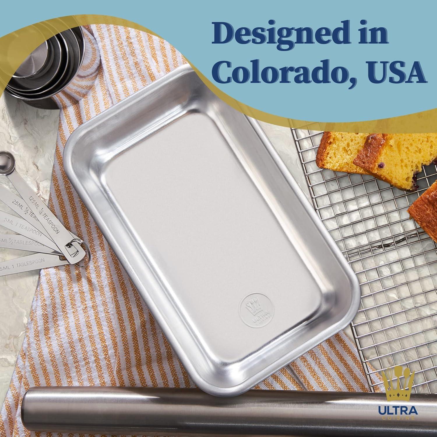 Ultra Cuisine Aluminum Loaf Pan for Baking Bread – 9.5×5 inch Loaf Pan, 1lb – Easy Clean, Quality, Durable Bread Tin – Commercial Aluminum Bread Pan for Baking Banana Bread, Cakes, Casseroles, Loaves(Silver)