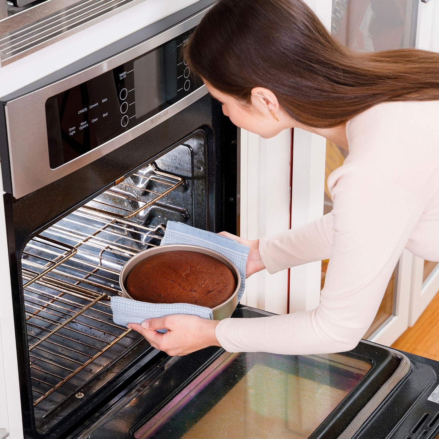 Ultra Cuisine Textured Nonstick Steel 8 inch Round Cake Pan Durable, Oven-Safe, Warp-Resistant, Easy Clean for Cooking and Baking(8 x 8 x 1.93)