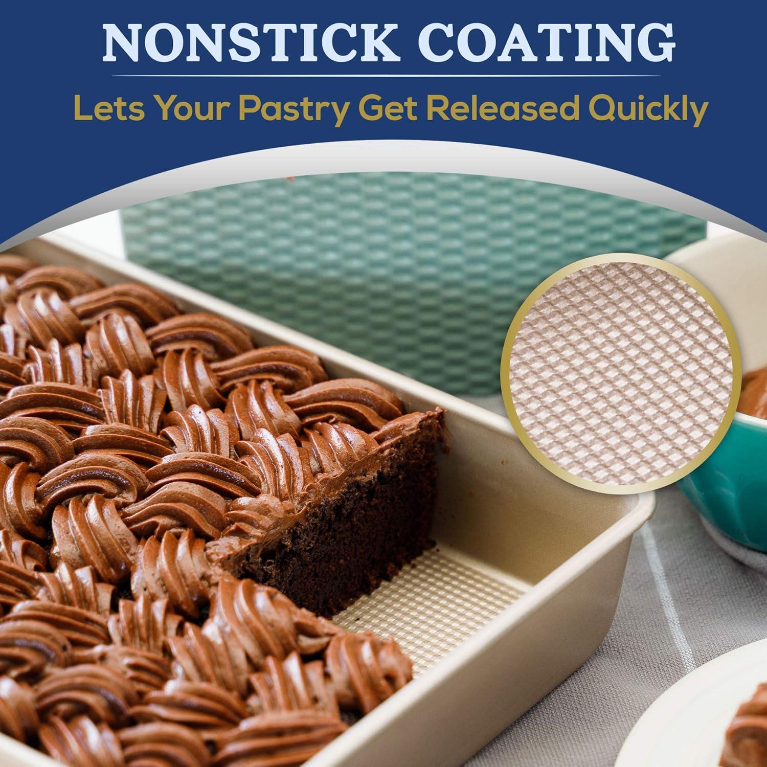 Ultra Cuisine Nonstick Square Cake Pan, Even Baking and Roasting, Easy to Clean, Durable Quality, Warp & Scratch Resistant Texture for Easy Release, Food-Safe, Size 8 x 8 inch(Champagne)