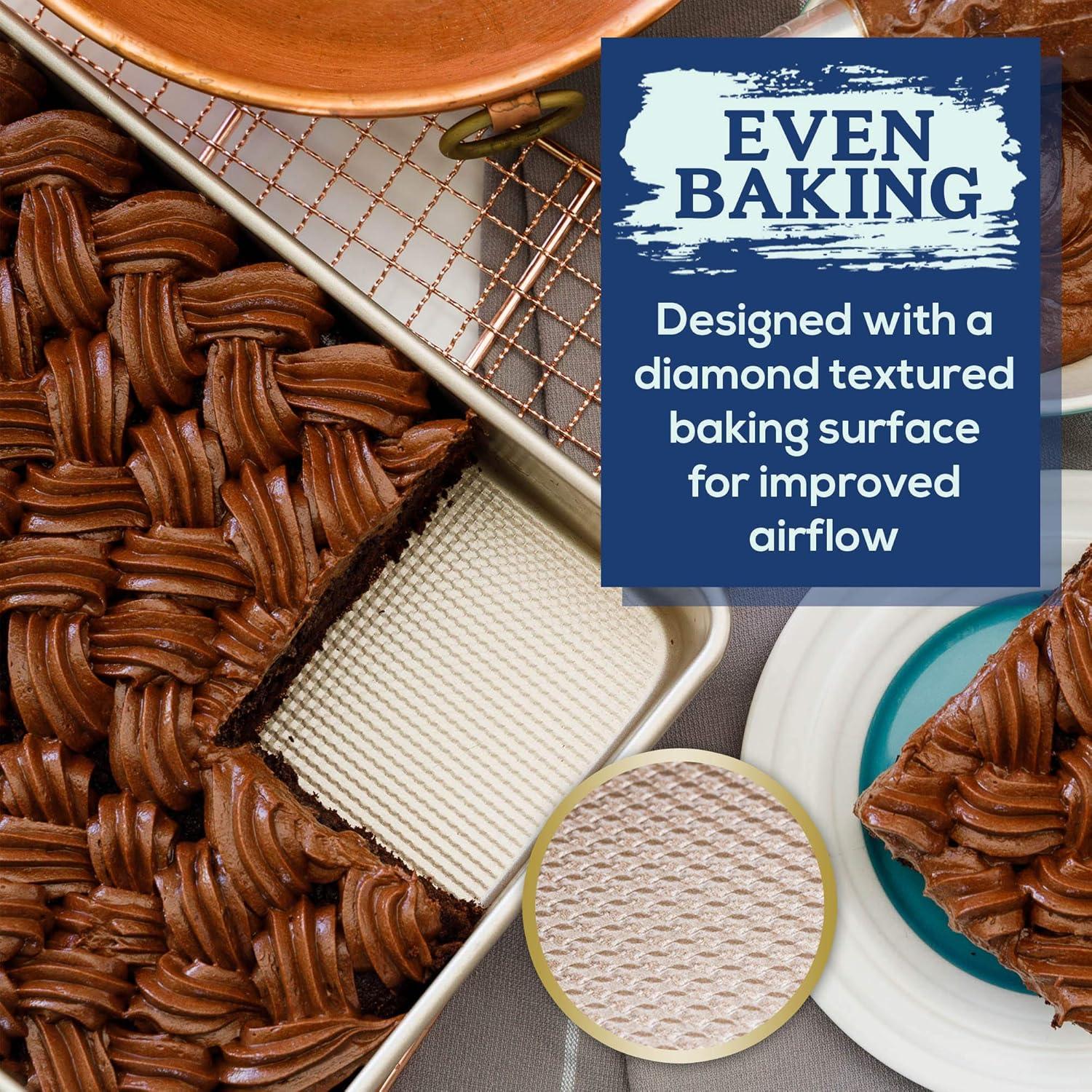 Ultra Cuisine Nonstick Square Cake Pan, Even Baking and Roasting, Easy to Clean, Durable Quality, Warp & Scratch Resistant Texture for Easy Release, Food-Safe, Size 8 x 8 inch(Champagne)