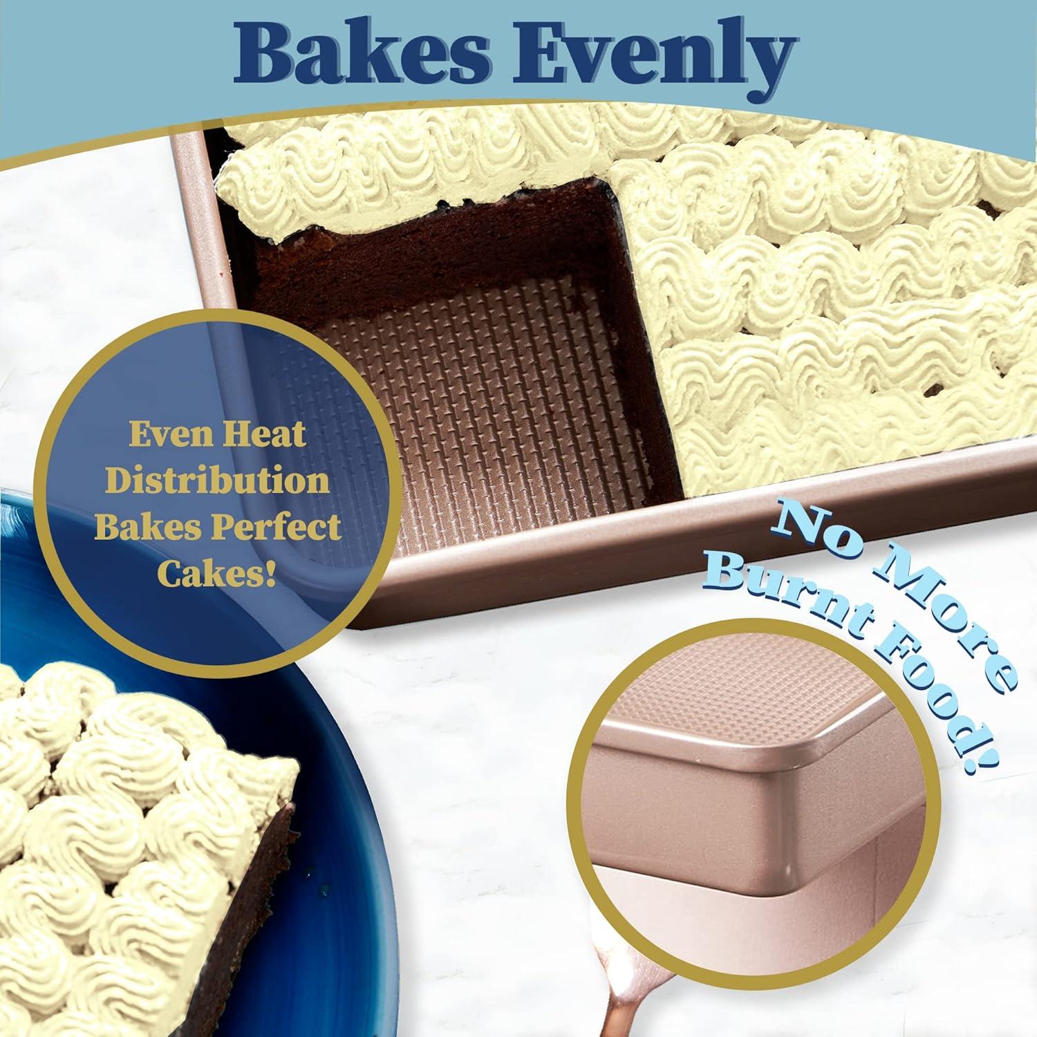 Ultra Cuisine Nonstick Square Cake Pan, Even Baking and Roasting, Easy to Clean, Durable Quality, Warp & Scratch Resistant Texture for Easy Release, Food-Safe, Size 8 x 8 inch(Champagne)