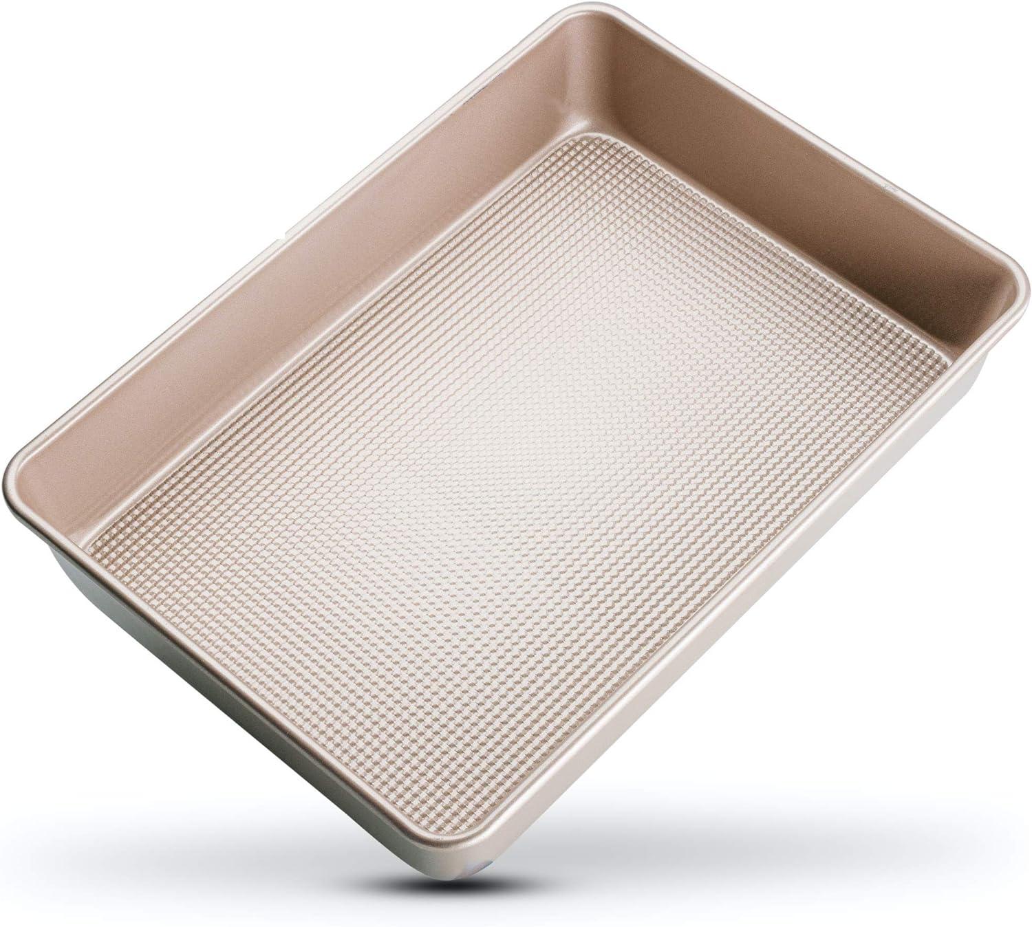 Ultra Cuisine Nonstick Square Cake Pan, Even Baking and Roasting, Easy to Clean, Durable Quality, Warp & Scratch Resistant Texture for Easy Release, Food-Safe, Size 8 x 8 inch(Champagne)